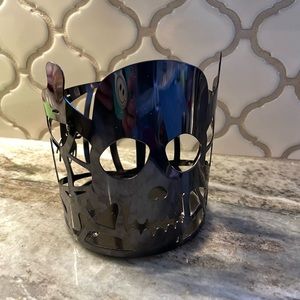 Bath and body works skull candle holder sleeve Halloween bat black shiny